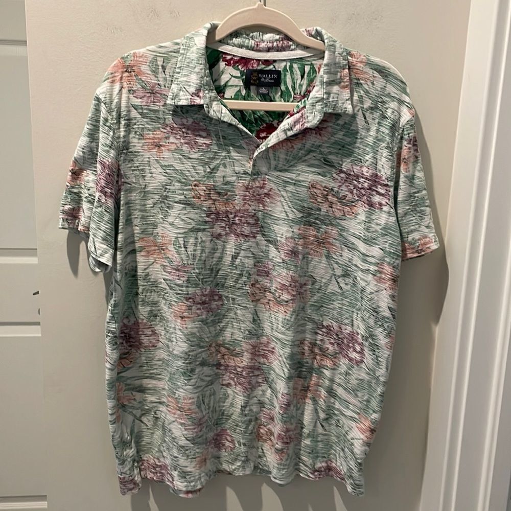 Wallin & Bros polo shirt floral print size Large